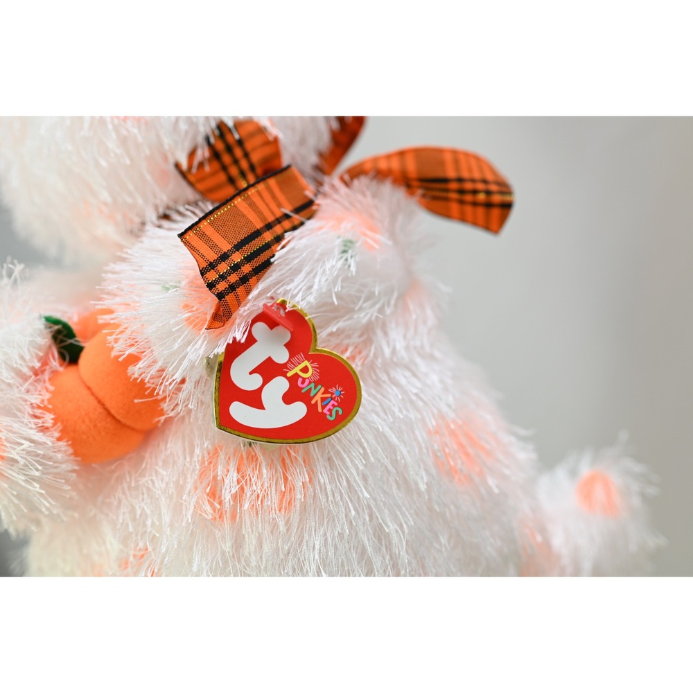 Ty Punkies Shriekers Ghost Halloween Plush White Orange Pumpkin 11.5 inch - Picture 2 of 5